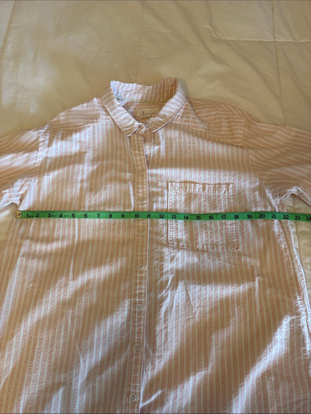 Anthropologie Pale Pink & White Striped Button-Down Shirt - Picture 6 of 7